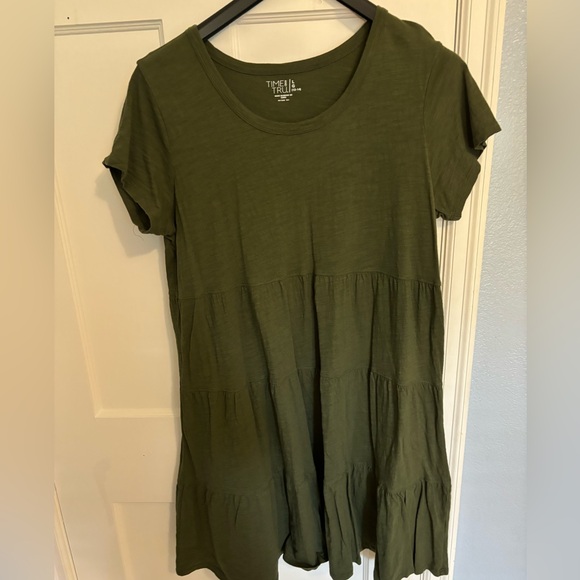 Time and Tru Size Large Army Green Tiered cotton summer dress - Picture 1 of 4